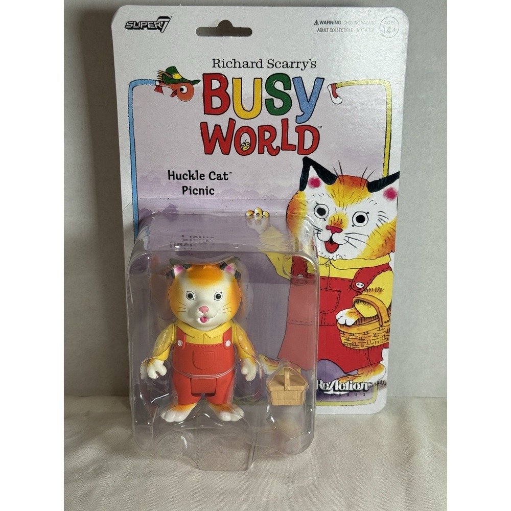 Richard Scarry Huckle Cat Picnic - 3.75" Richard Scarry Books Action Figure w...
